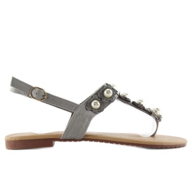 Flip-flops med perler D-6541 grå