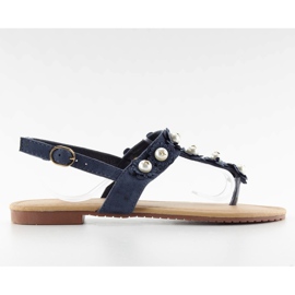 Flip-flop sandaler med perler D-6541 marineblå marine blå