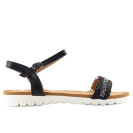 Sorte sandaler med metallisk glans