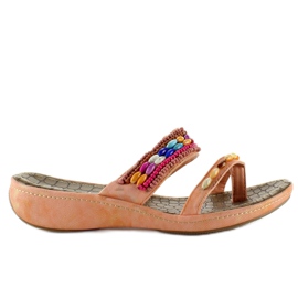 Flip-flops med perler A123-6 laks orange