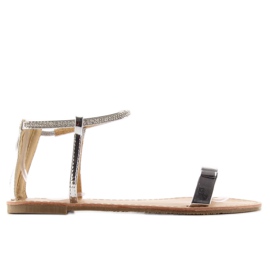 Sandaler med sten ved anklen sølv grå