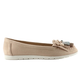 Loafers i ruskind med frynser 7122 Pink brun