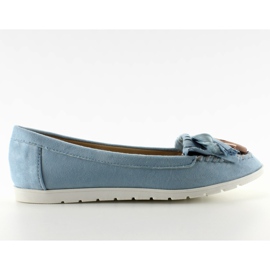 Suede loafers med frynser 7122 Blue blå