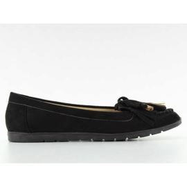 Suede loafers med frynser 7122 Sort