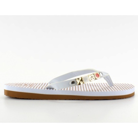 Flip-flops med dekoreret bælte B762 White hvid
