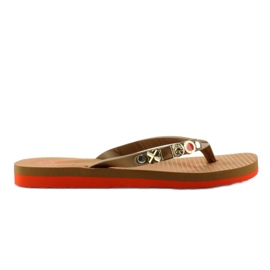 Flip-flops med dekoreret bælte B762 L. Brun