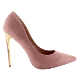 Suede høje hæle Golden Heel Le08 Pink lyserød
