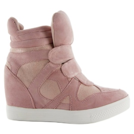 Pink velcro lukning ruskind sneakers lyserød
