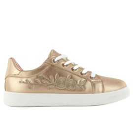 Kobber sneakers med broderi 6732-y Rose Gold gul
