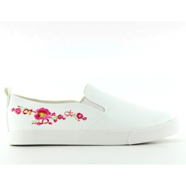 Slipons med delikat broderi g1204a Hvid