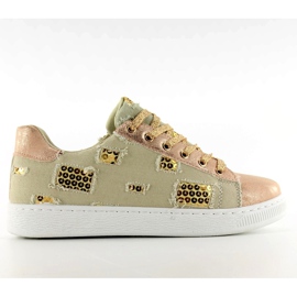 Vintage rosa guld / beige sneakers lyserød brun
