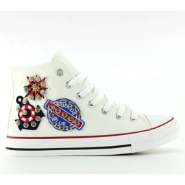 Ankelsneakers med sten BL101P Hvid