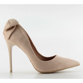 Suede hæle med bue LE035 Beige