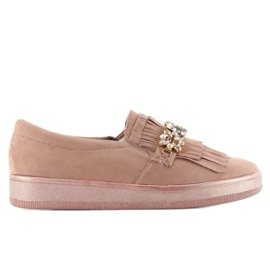 Slipons på en perlesål t277p Pink lyserød