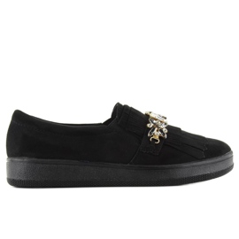 Slipons på en perlesål t277p Sort