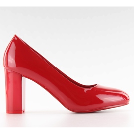 Patent pumps Rød bred hæl