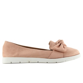 Ruskindsballerinaer med sløjfe sk37p L. Pink lyserød