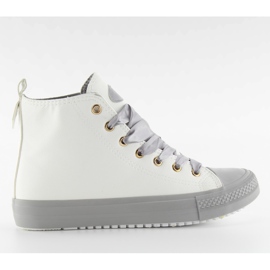 Ankelsneakers med dobbelt snørebånd hvid