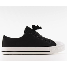 Canvas sneakers med sløjfe K-151 Sort