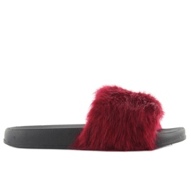 Flip-flops med pels dd69p vin rød