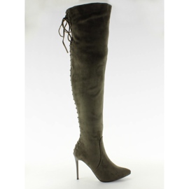 Lace-up lårstøvler tilbage SY-12 Green grøn