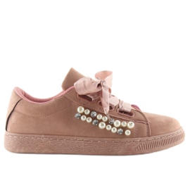 Sneakers med perler pink H99-11 pink lyserød