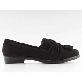 Sorte dame loafers med sort sløjfe