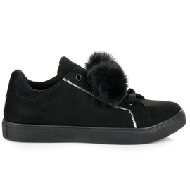 Groto Gogo Suede sneakers med pomponer sort