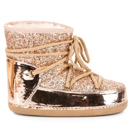 Ideal Shoes Bundne snestøvler med glitter lyserød