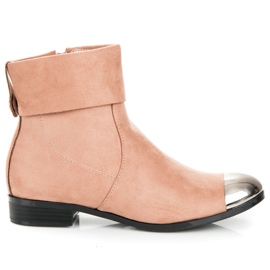 Ideal Shoes Ankelstøvler i ruskind med lynlås lyserød