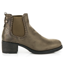 Ideal Shoes Chelsea støvler med høje hæle grøn