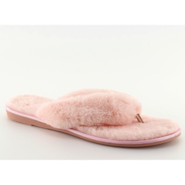 Pink pink flip-flops med pels lyserød
