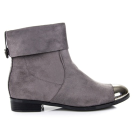 Ideal Shoes Ankelstøvler i ruskind med lynlås grå