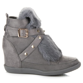 Kylie Sneakers med pels grå