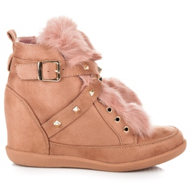 Kylie Sneakers med pels lyserød