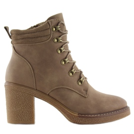 Høje hæle med snøre beige 2873 khaki