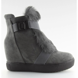 Grå sneakers med pels 3123 D. grå