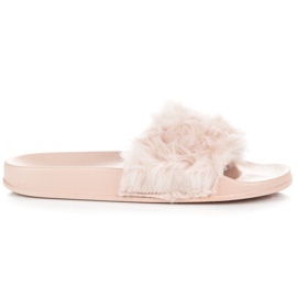 Queen Vivi Beige hjemmesko med pels