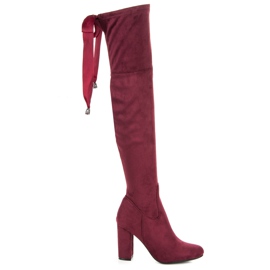 Ideal Shoes Rødbrune musketerer bundet med et bånd