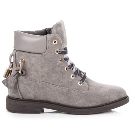 Ideal Shoes Ruskindsarbejdere bundet med et bånd grå