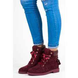 Ideal Shoes Maroon arbejdstagere bundet med et bånd rød