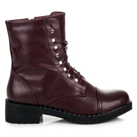 Anesia Paris Burgundy bundne støvler rød