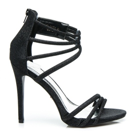 Ideal Shoes Glittersandaler på høj hæl sort