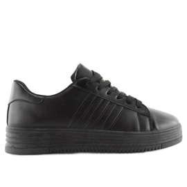 Sorte sorte sneakers med høj sål