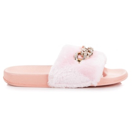 Queen Vivi Pink flip-flops med pels lyserød