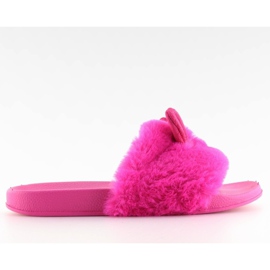 Pels hjemmesko med ører fuchsia fuchsia lyserød