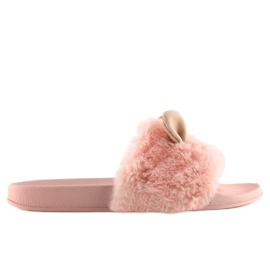 Pelssko med ører pink LS-02 pink lyserød