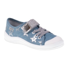 Pigesneakers Befado 251y094 hjemmesko grå blå hvid