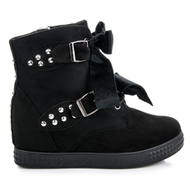 Sneakers med sløjfer sort