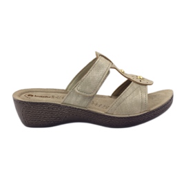 Guld Inblu GL086 velcro hjemmesko brun